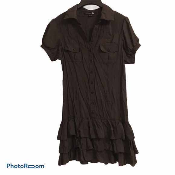 FOREVER 21 BLACK BUTTON-DOWN PARTY DRESS - Picture 1 of 7